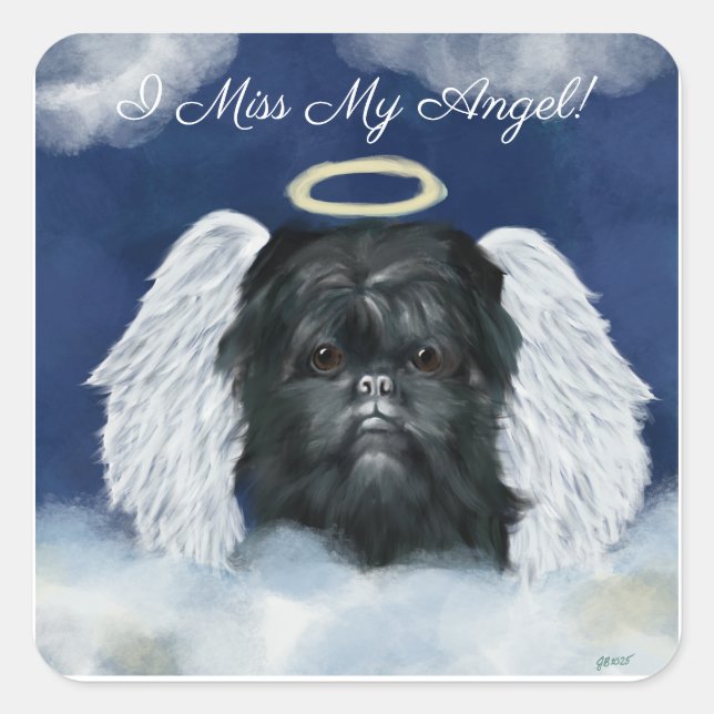 Affenpinscher Angel Quadratischer Aufkleber (Vorderseite)