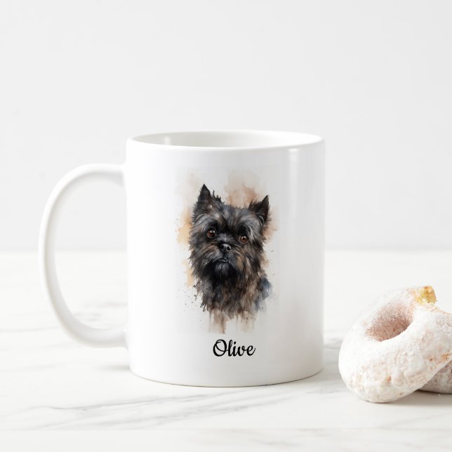 Affenpinscher Aquarellkunst Kaffeetasse (Mit Donut)