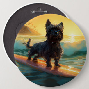 Affenpinscher Beach Surfmalerei Button