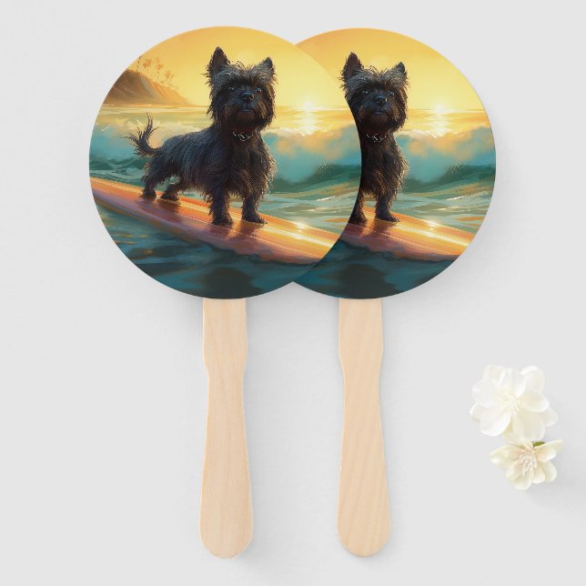 Affenpinscher Beach Surfmalerei Fächer (Vorne und Hinten)
