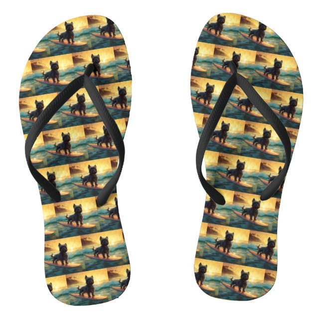 Affenpinscher Beach Surfmalerei Flip Flops (Fußbett)