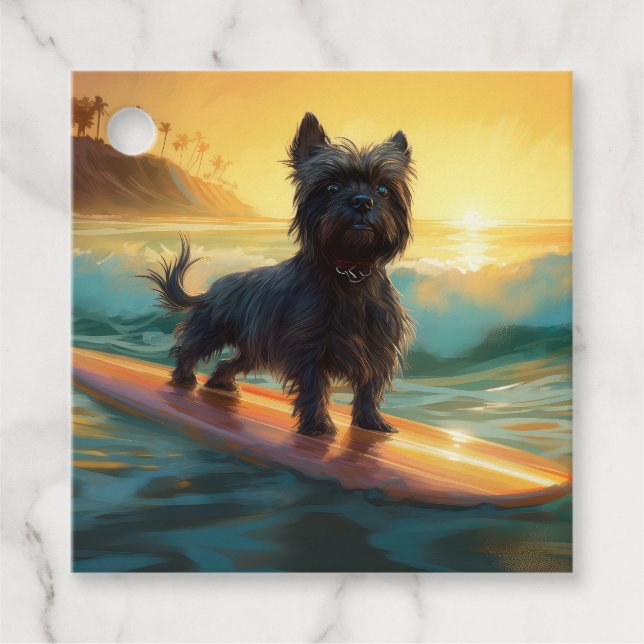 Affenpinscher Beach Surfmalerei Geschenkanhänger (Vorderseite)