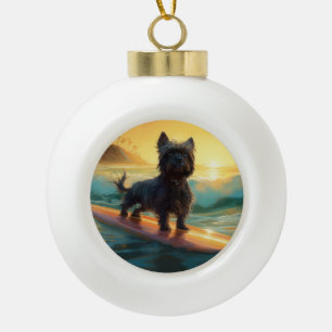 Affenpinscher Beach Surfmalerei Keramik Kugel-Ornament