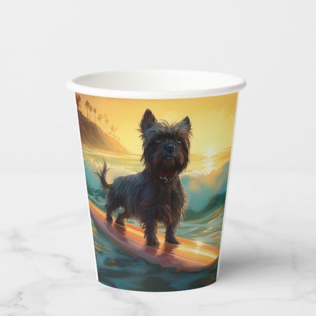 Affenpinscher Beach Surfmalerei Pappbecher (Vorderseite)