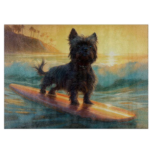 Affenpinscher Beach Surfmalerei Schneidebrett (Vorderseite)