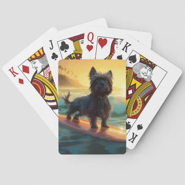 Affenpinscher Beach Surfmalerei Spielkarten (Rückseite)