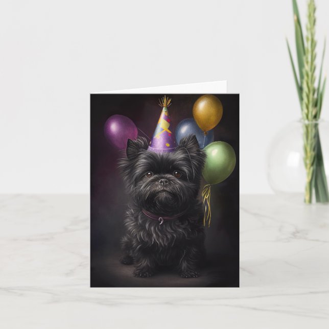Affenpinscher Dog Birthday Balloons Karte (Vorderseite)