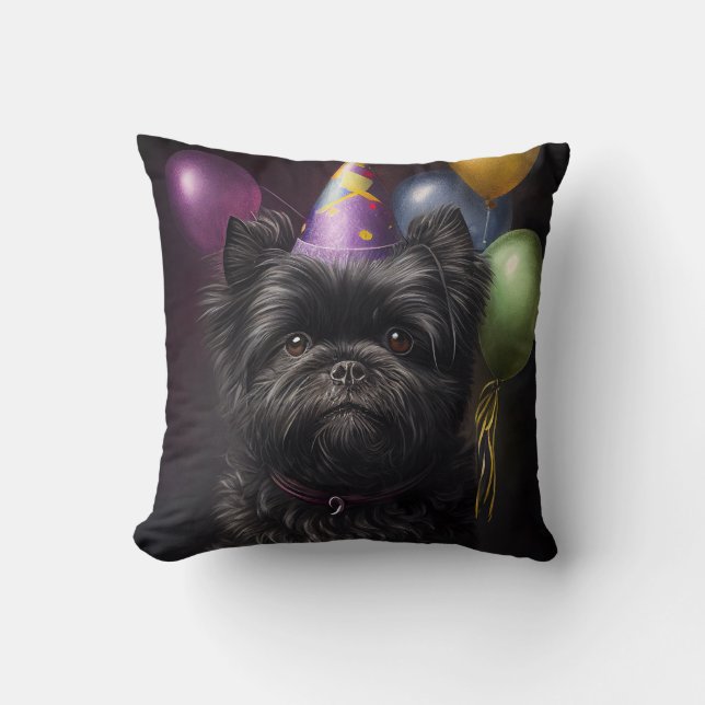 Affenpinscher Dog Birthday Balloons Kissen (Vorderseite)