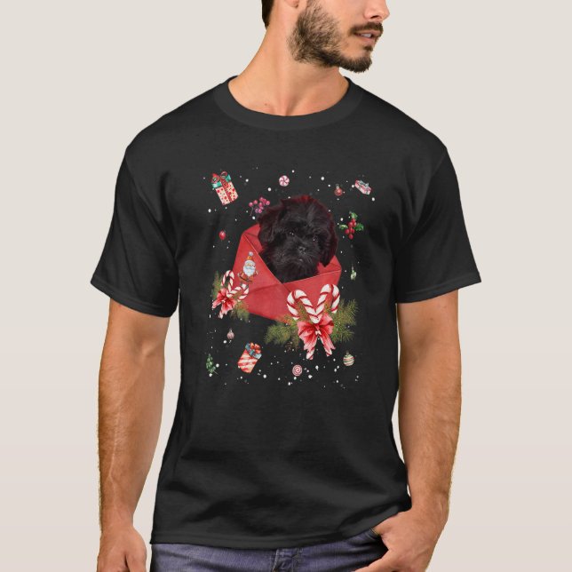 Affenpinscher Dog In Christmas Card Ornament Pajam T-Shirt (Vorderseite)