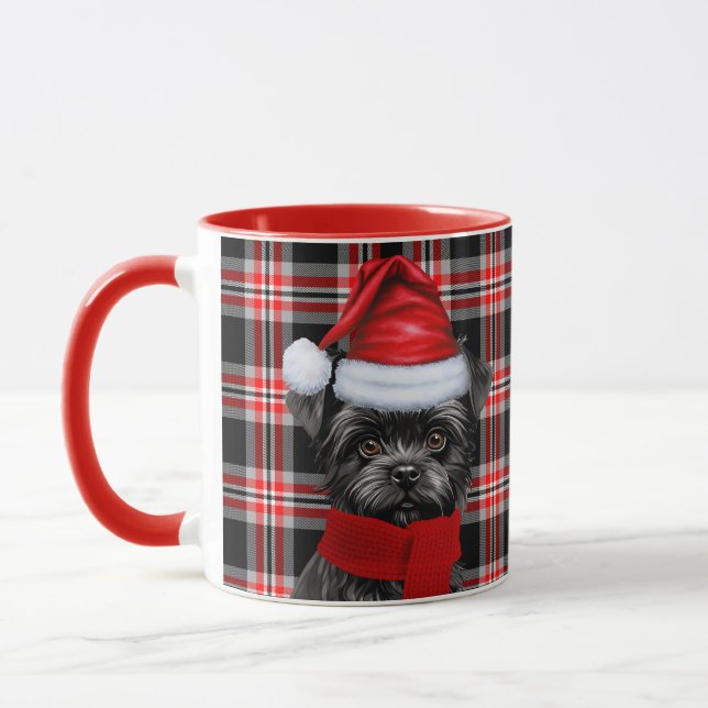 Affenpinscher Dog Lover Holiday Karierte Weihnacht Tasse (Links)
