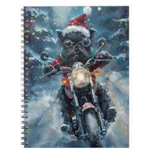 Affenpinscher Dog Riding Motorrad Weihnachten Notizblock