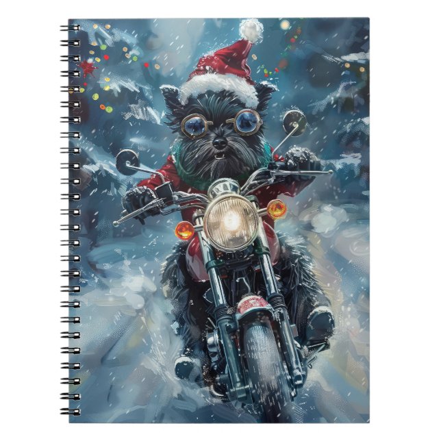 Affenpinscher Dog Riding Motorrad Weihnachten Notizblock (Vorderseite)