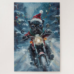 Affenpinscher Dog Riding Motorrad Weihnachten Puzzle