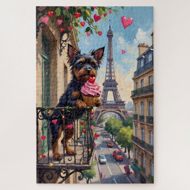 Affenpinscher Dog Valentine's Day Paris Balcony Puzzle (Vertikal)