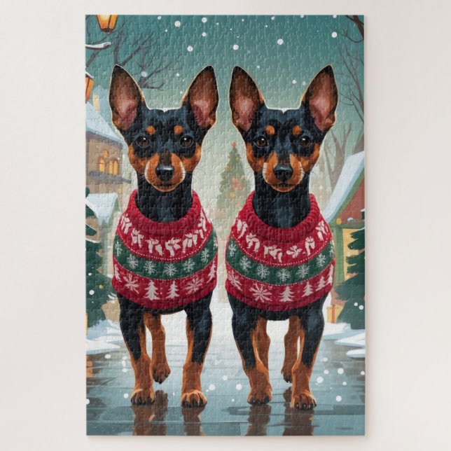 Affenpinscher Dogs Christmas Snow Holiday Puzzle (Vertikal)