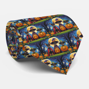 Affenpinscher Dogs Pumpkin Halloween Funny Krawatte