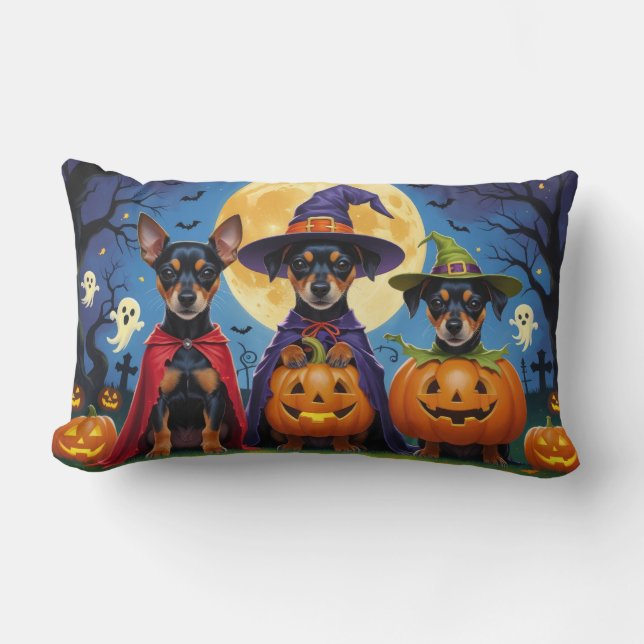Affenpinscher Dogs Pumpkin Halloween Funny Lendenkissen (Vorderseite)