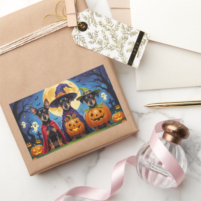 Affenpinscher Dogs Pumpkin Halloween Funny Rechteckiger Aufkleber (Schenken)