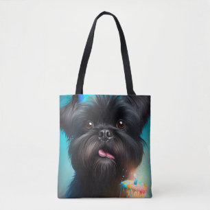 Affenpinscher feiert Geburtstags-Ballon-Torte