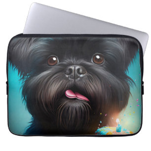 Affenpinscher feiert Geburtstagskuchen Laptopschutzhülle