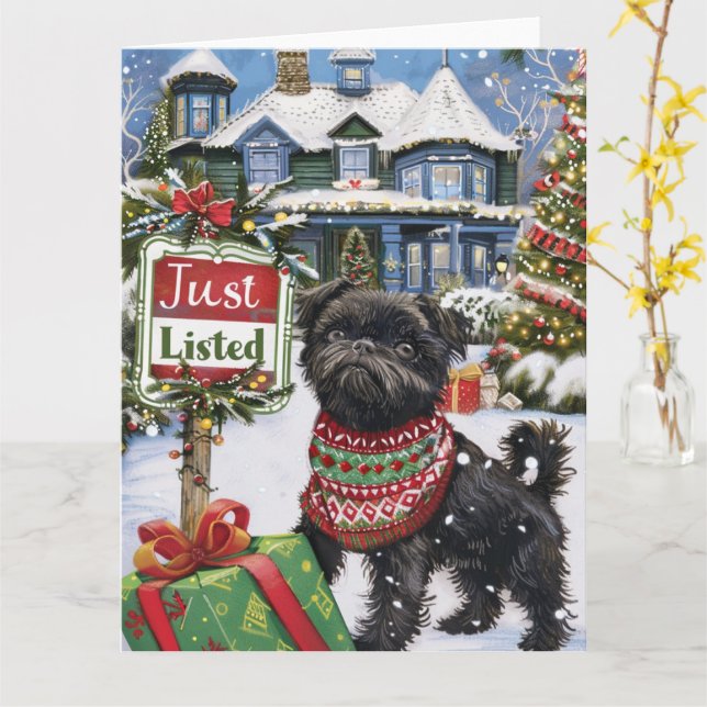 Affenpinscher festlicher Spaß Realtor Christmas Karte (Gelbe Blume)