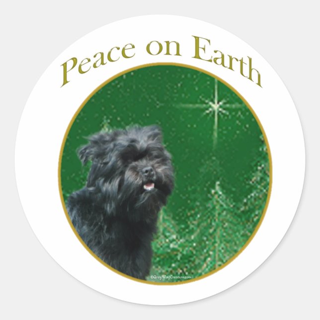 Affenpinscher Frieden Runder Aufkleber (Vorderseite)