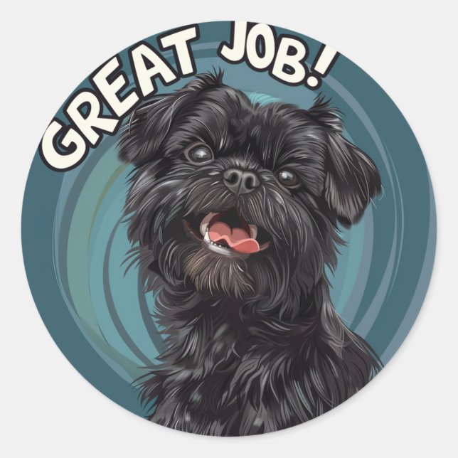 Affenpinscher Great Job Teacher Belohnung Runder Aufkleber (Vorderseite)