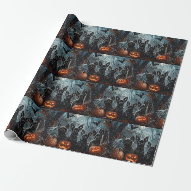 Affenpinscher Halloween-Nachtdoggie Delight Geschenkpapier (Ungerollt)
