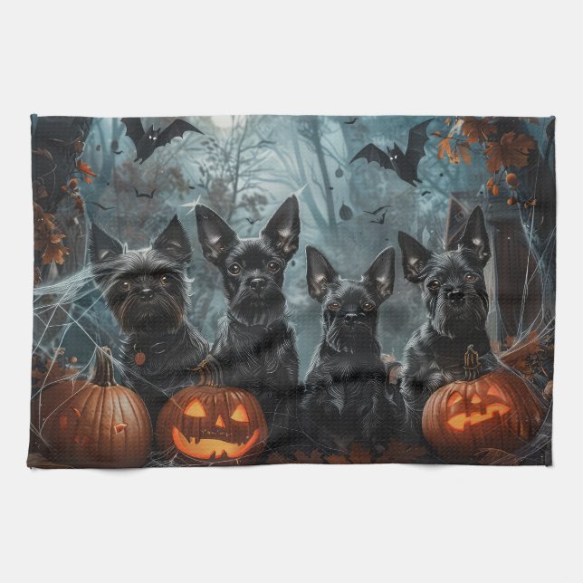 Affenpinscher Halloween-Nachtdoggie Delight Geschirrtuch (Horizontal)