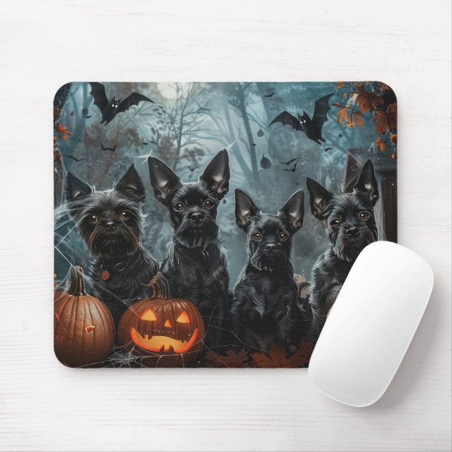 Affenpinscher Halloween-Nachtdoggie Delight Mousepad (Mit Mouse)
