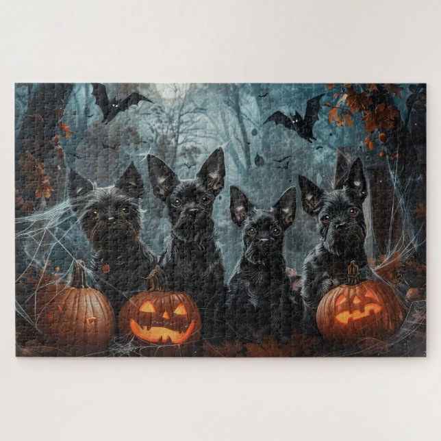 Affenpinscher Halloween-Nachtdoggie Delight Puzzle (Horizontal)