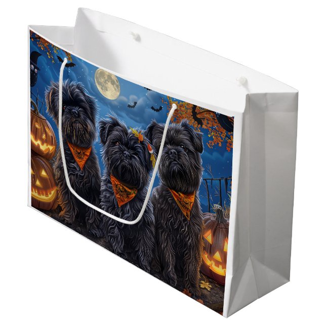 Affenpinscher Halloween Spooky Große Geschenktüte (Vorderseite Schrägansicht)