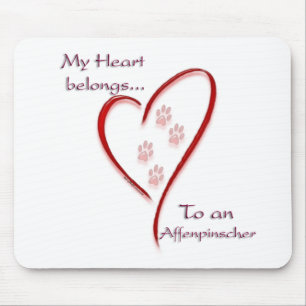 Affenpinscher Heart Belongs Mousepad