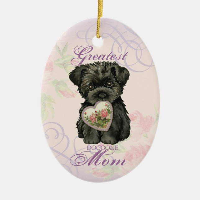 Affenpinscher Herz Mama Keramik Ornament (Vorne)
