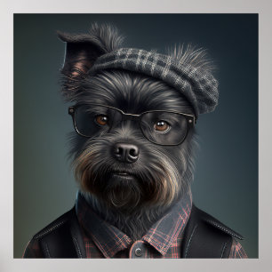 Affenpinscher Hipster Dog Poster