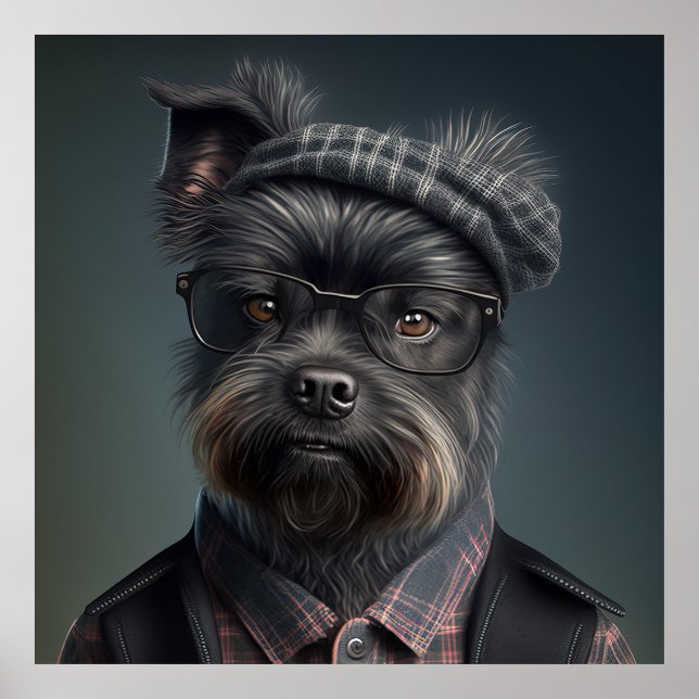 Affenpinscher Hipster Dog Poster (Vorne)
