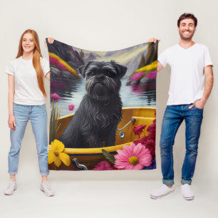 Affenpinscher Hund auf einem Paddel: Ein landschaf Fleecedecke