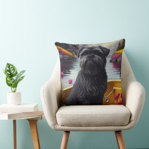 Affenpinscher Hund auf einem Paddel: Ein landschaf Kissen