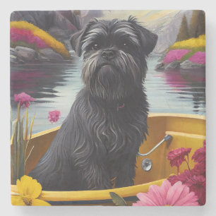 Affenpinscher Hund auf einem Paddel: Ein landschaf Steinuntersetzer