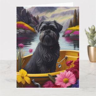 Affenpinscher Hund auf einem Paddle: Ein Landschaf Karte