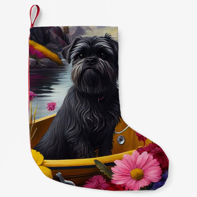 Affenpinscher Hund auf einem Paddle: Ein Landschaf Kleiner Weihnachtsstrumpf (Vorderseite)