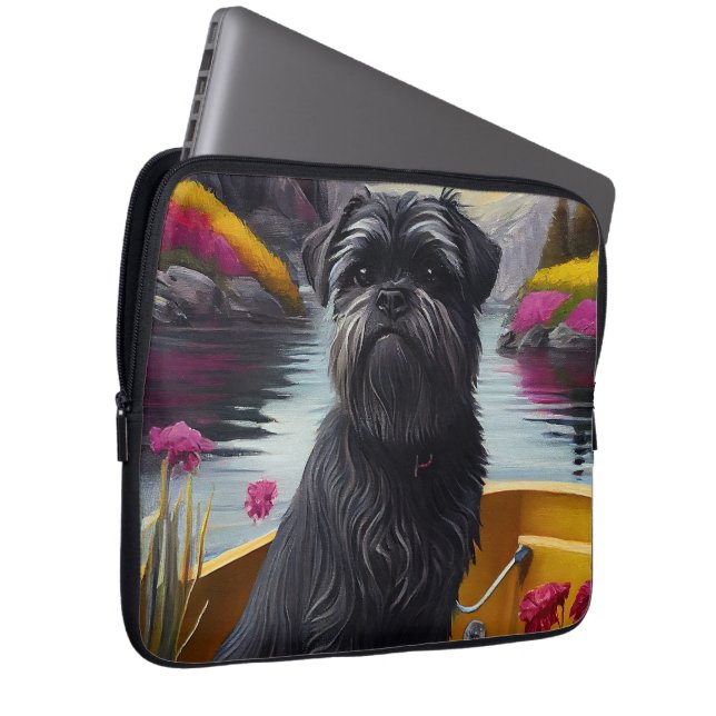 Affenpinscher Hund auf einem Paddle: Ein Landschaf Laptopschutzhülle (Vorne Rechts)