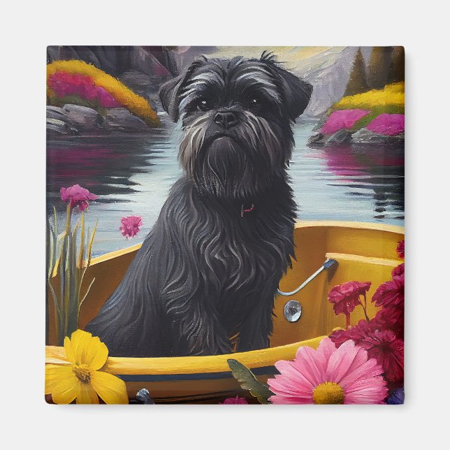 Affenpinscher Hund auf einem Paddle: Ein Landschaf Magnet (Vorne)