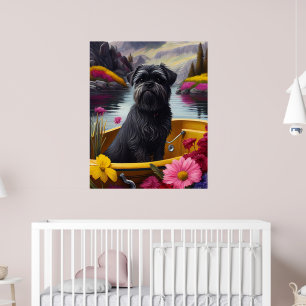 Affenpinscher Hund auf einem Paddle: Ein Landschaf Poster