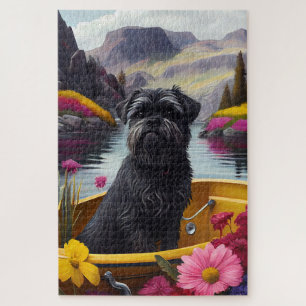 Affenpinscher Hund auf einem Paddle: Ein Landschaf Puzzle