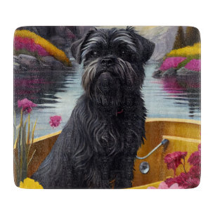 Affenpinscher Hund auf einem Paddle: Ein Landschaf Schneidebrett