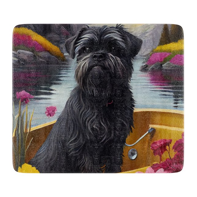 Affenpinscher Hund auf einem Paddle: Ein Landschaf Schneidebrett (Vorderseite)