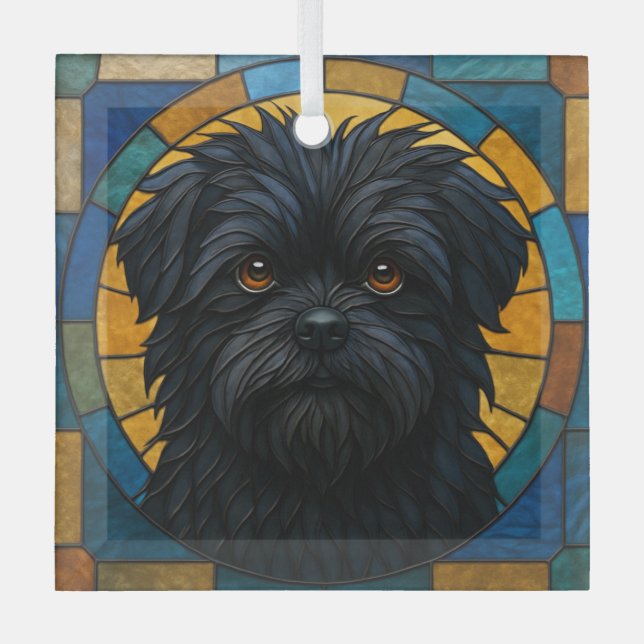 Affenpinscher Hund "Festglass" Ornament Aus Glas (Vorderseite)
