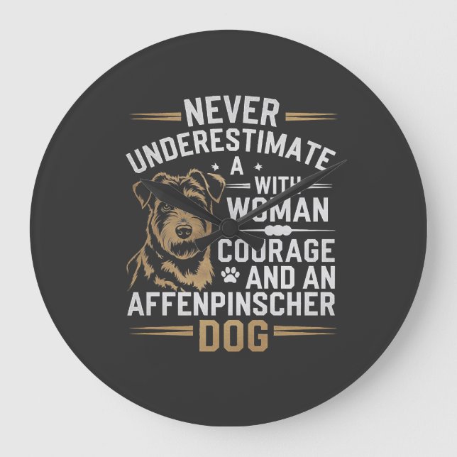 Affenpinscher Hund Große Wanduhr (Vorderseite)