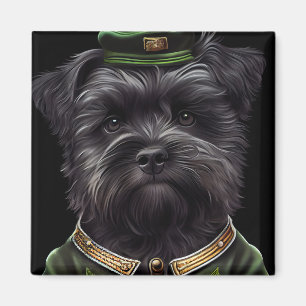 Affenpinscher-Hund im St. Patrick's Day-Kleid Magnet